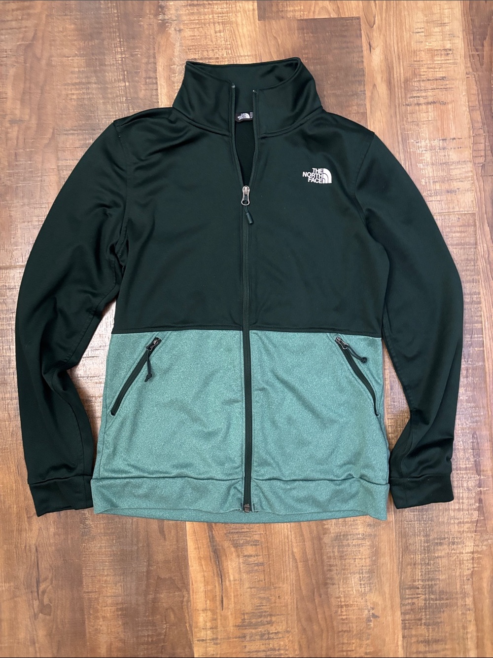 The North Face Colorblock 100wt Full Zip Jacket Green Women's small